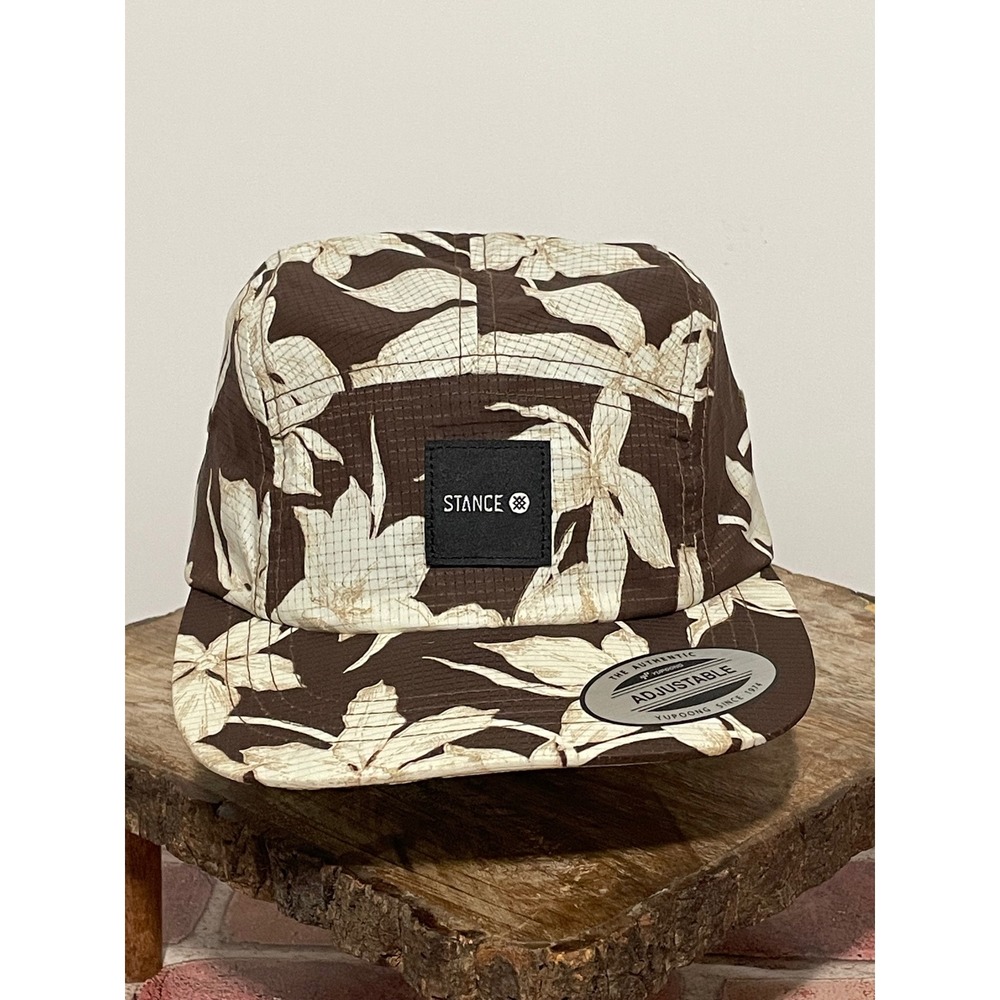 Stance Floral Ripstop 5 Panel Camper Hat Brown Cream Adjustable Strapback Cap